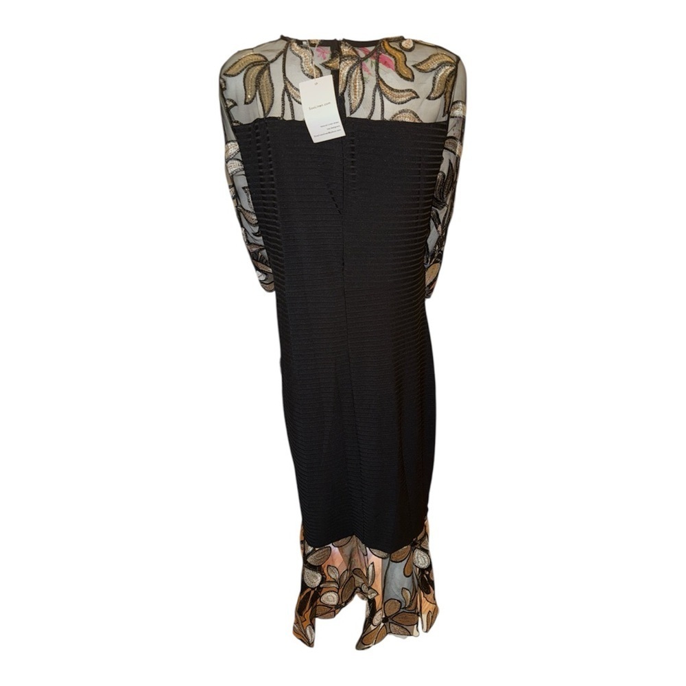 Black and Cream Asymmetrical Embellished Cocktail Dress - Picture 6 of 8